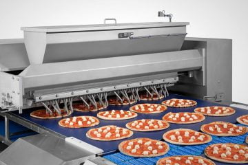 Topping line for pizza frozen, automatic for high capacity Topping line for pizza frozen, automatic for high capacity