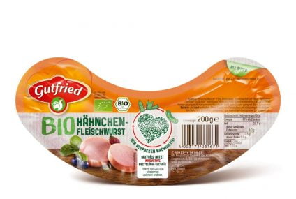 Sustainable packaging for poultry sausage brand Gutfried