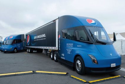 Electric fleet for net zero emissions goal with all-electric semi trucks